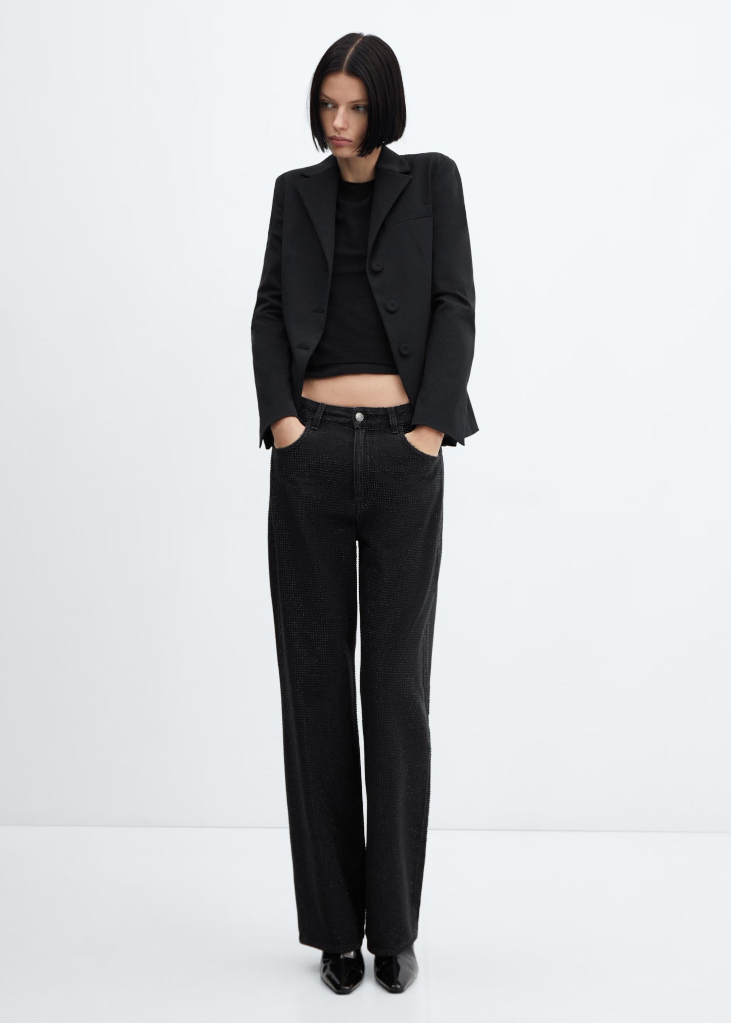 Straight-Leg Rhinestone Jeans