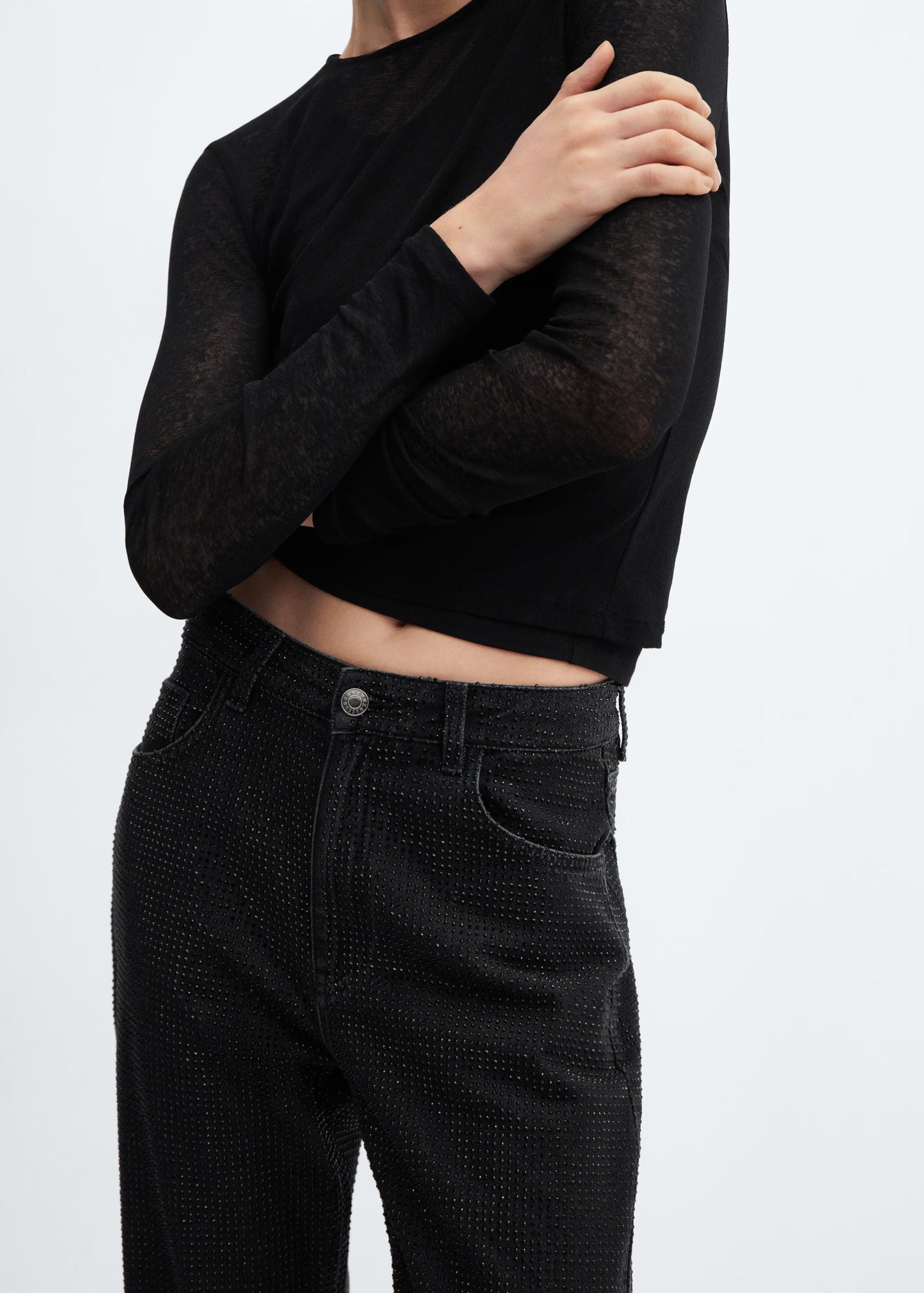 Straight-Leg Rhinestone Jeans